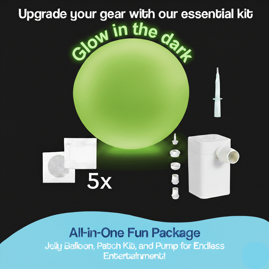 Giant Jelly Balloon Ball kit with glow-in-the-dark inflatable ball, patch kit, and pump for outdoor fun and active play