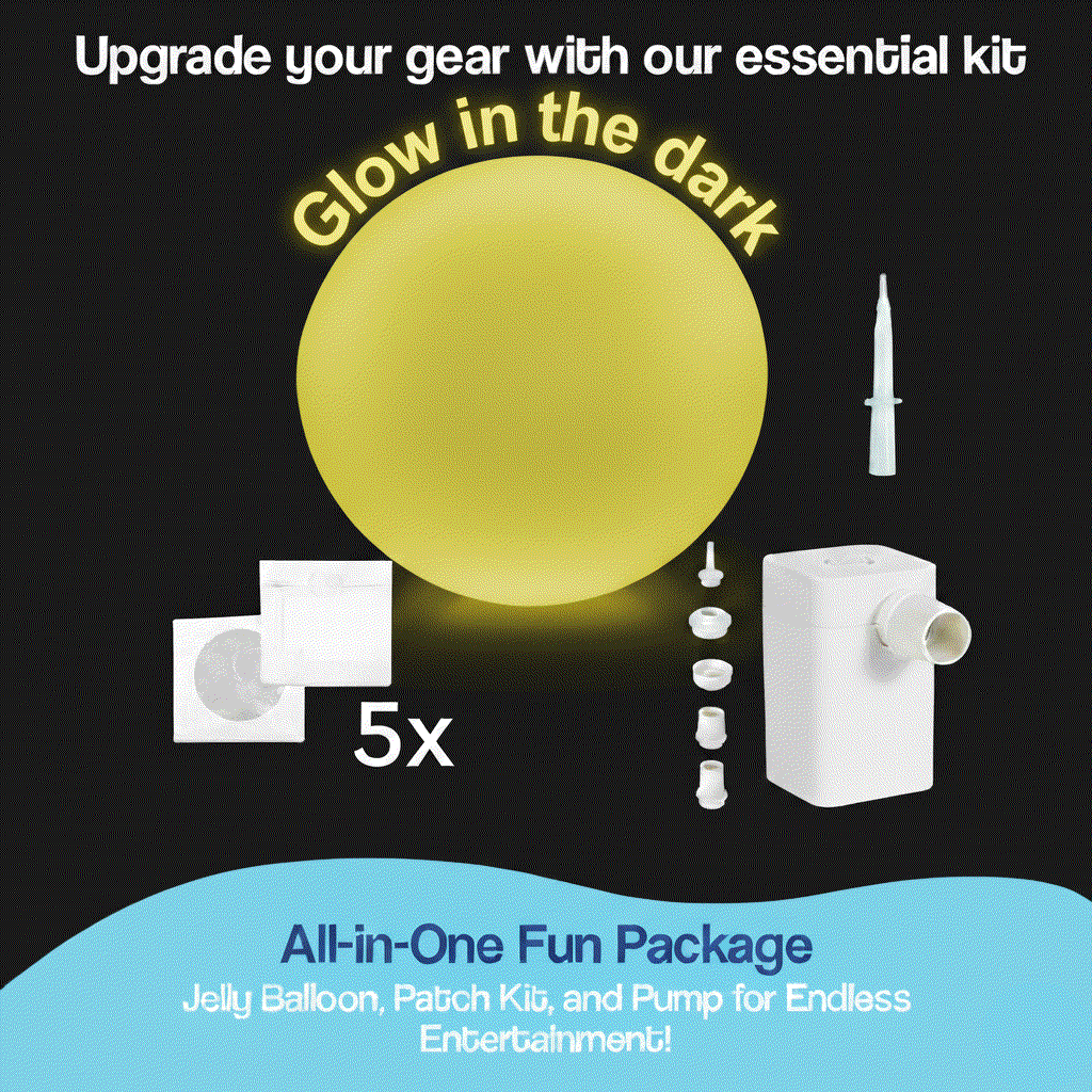 Giant Jelly Balloon Ball kit with glow-in-the-dark balloon, patch kit, pump, and accessories for outdoor fun