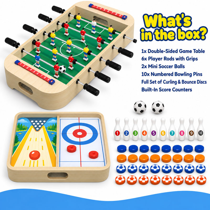 4-in-1 Wooden Tabletop Foosball Game Set
