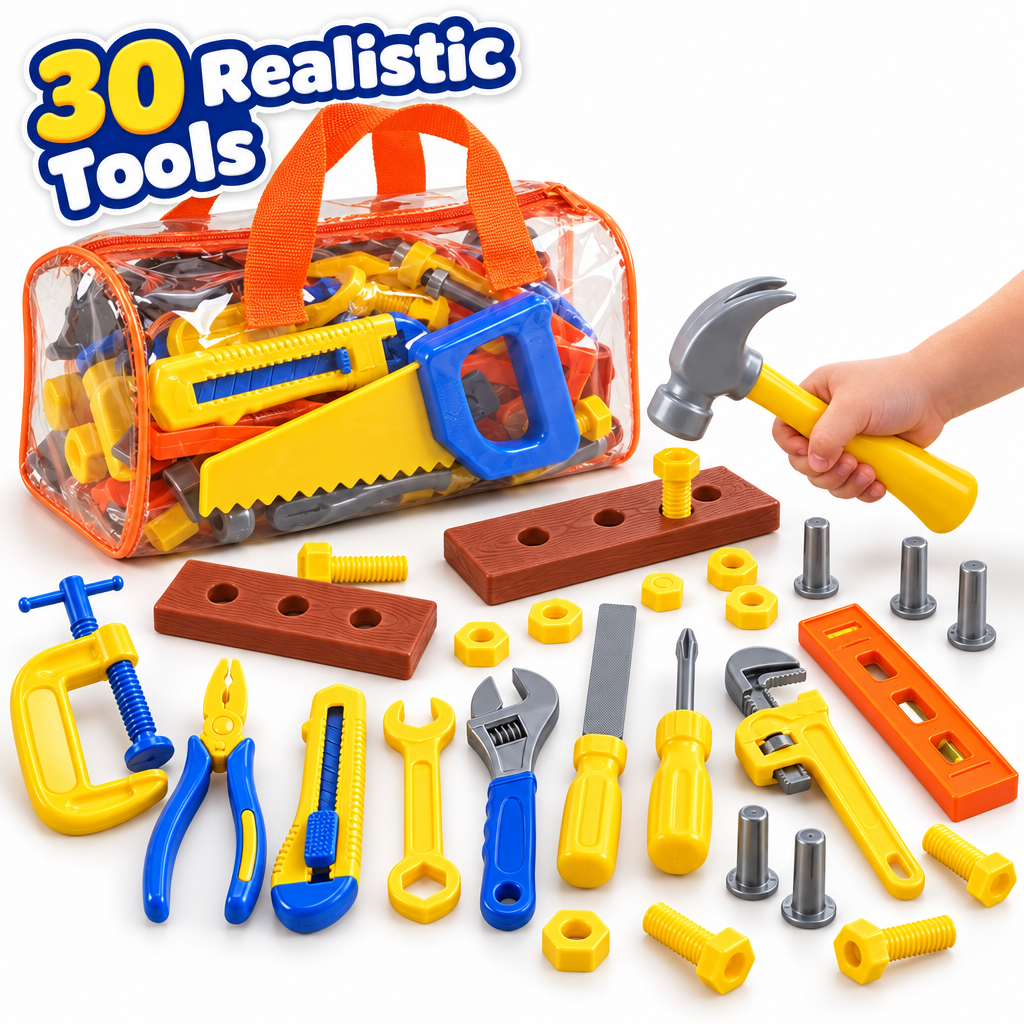 Kids Pretend Play Tool Set with Carry Bag