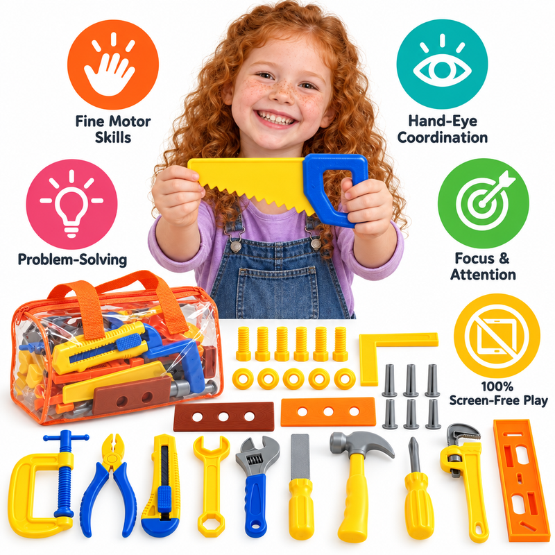 Kids Pretend Play Tool Set with Carry Bag