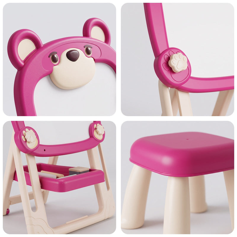 Foldable Double-Sided Kids Art Easel with Stool