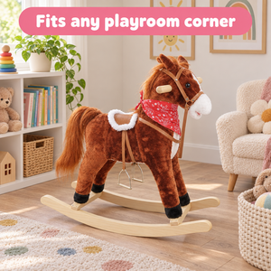 Plush Rocking Pony with Solid Wood Rockers