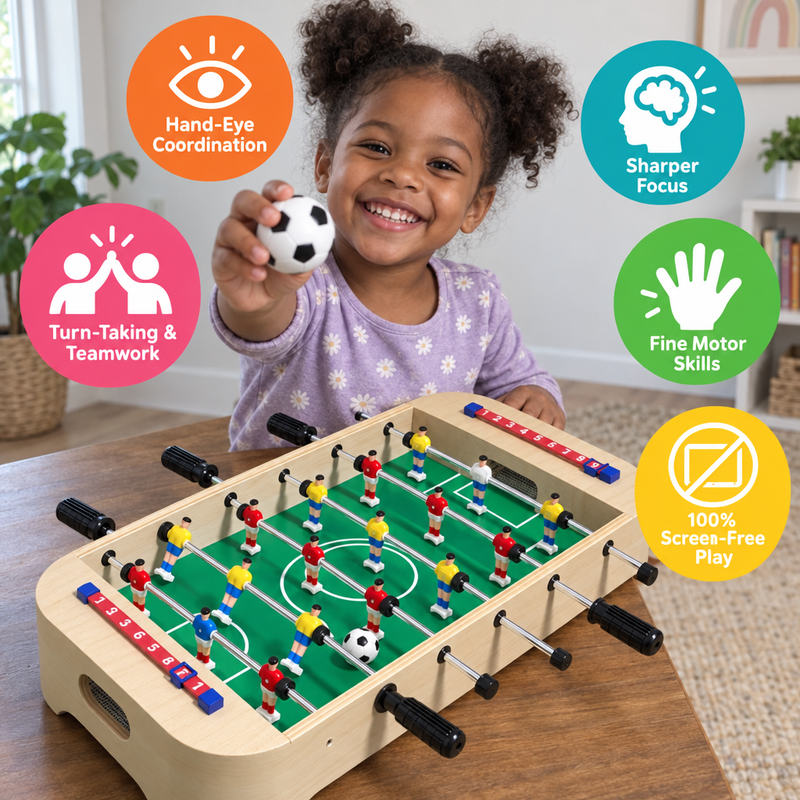 4-in-1 Wooden Tabletop Foosball Game Set