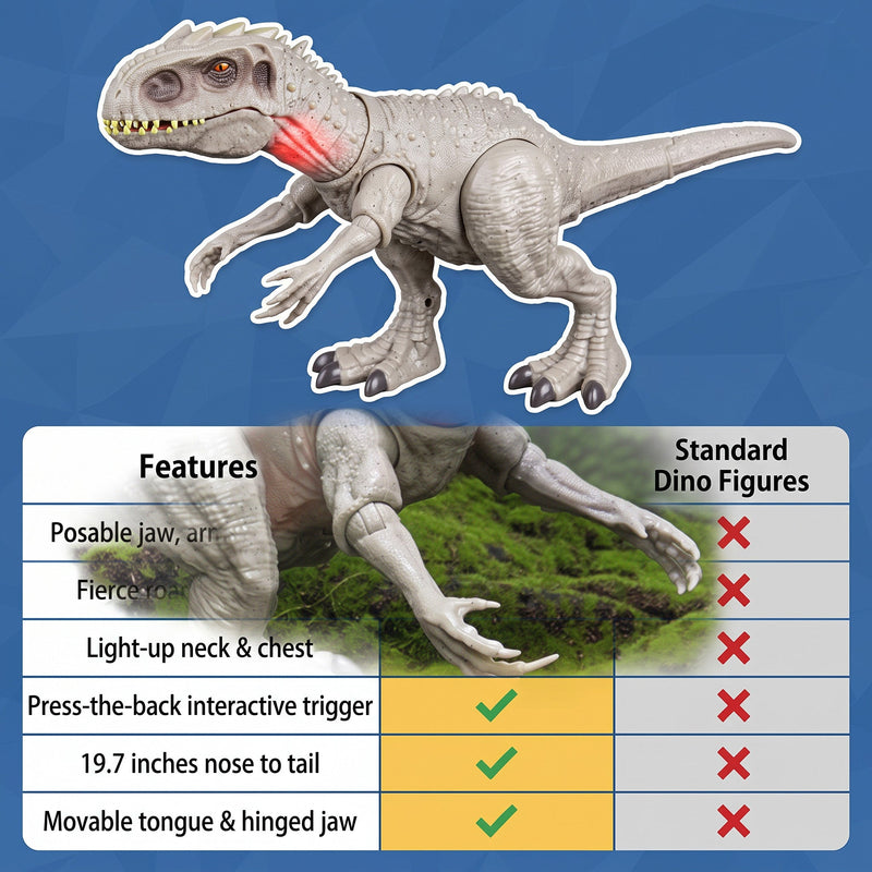Posable T-Rex Dinosaur Figure with Roar Sound & Light