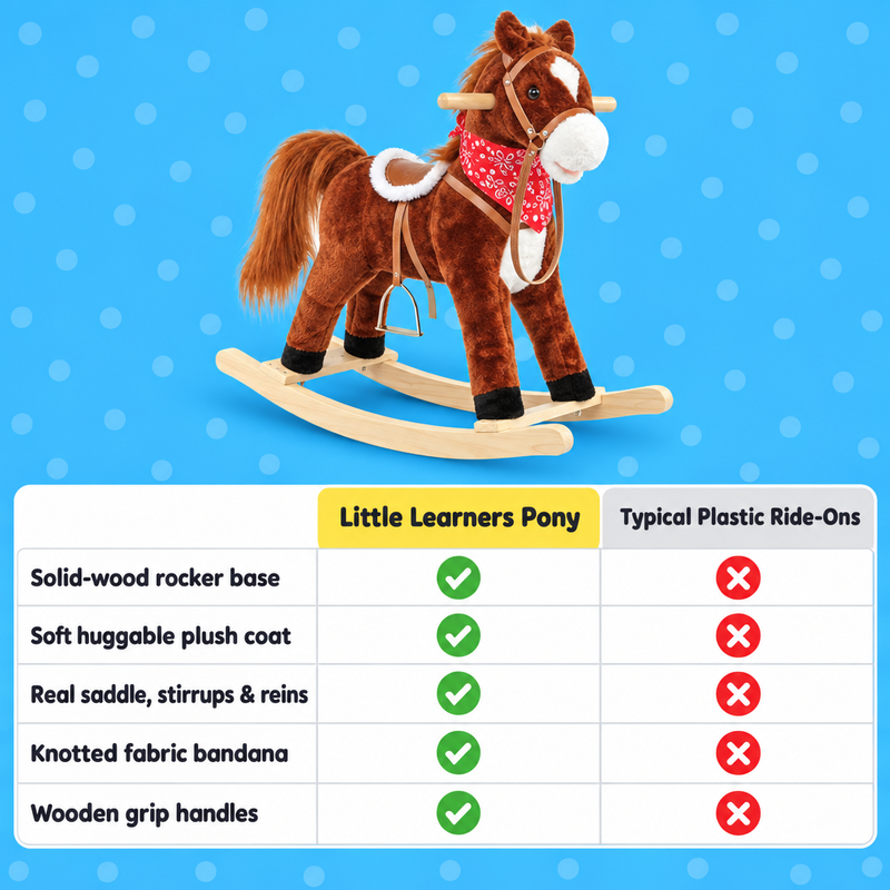 Plush Rocking Pony with Solid Wood Rockers