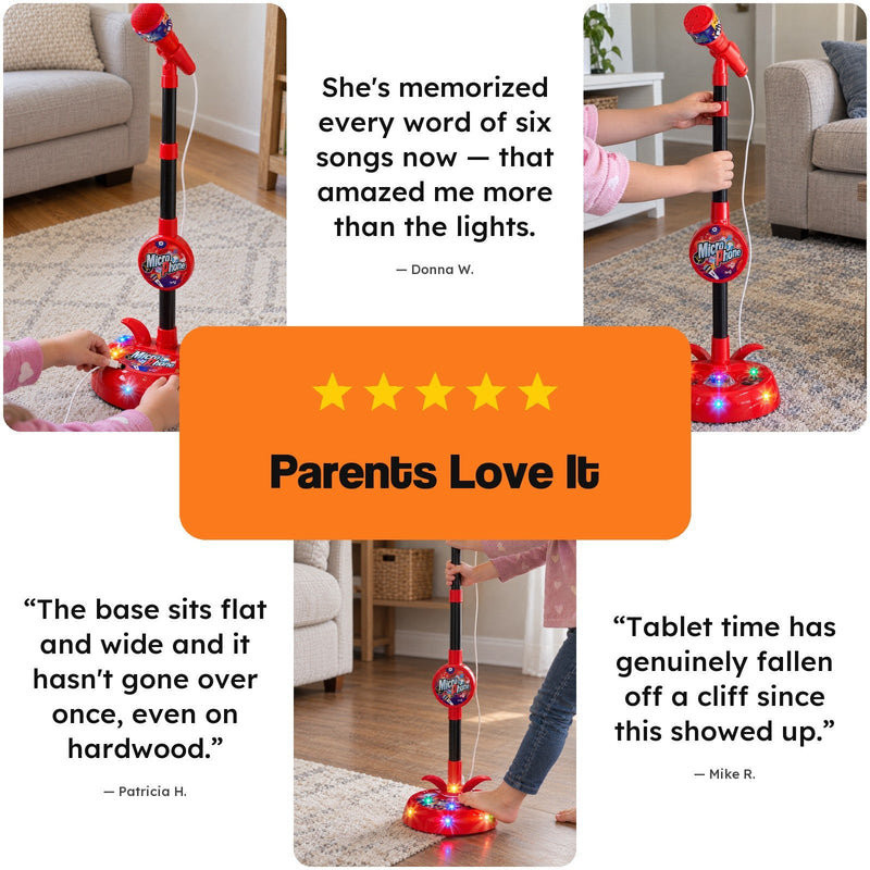 Kids Light-Up Karaoke Microphone with Adjustable Stand