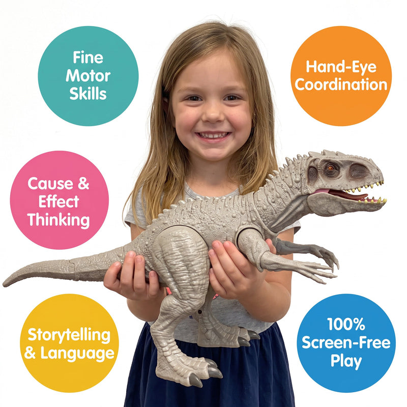 Posable T-Rex Dinosaur Figure with Roar Sound & Light