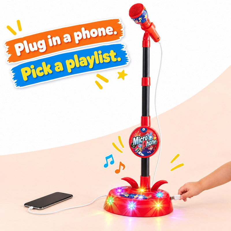 Kids Light-Up Karaoke Microphone with Adjustable Stand