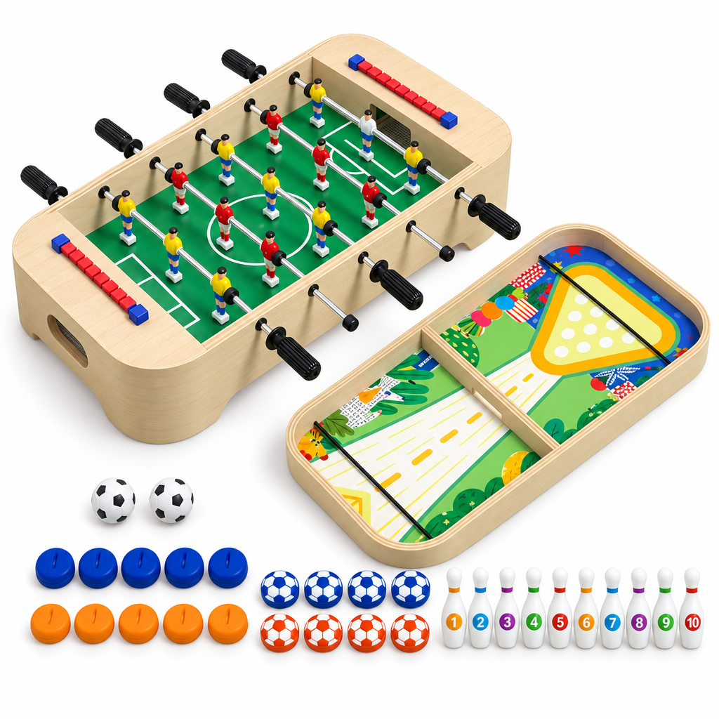 4-in-1 Wooden Tabletop Foosball Game Set