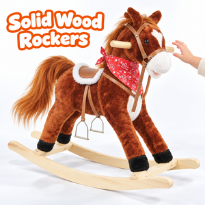 Plush Rocking Pony with Solid Wood Rockers