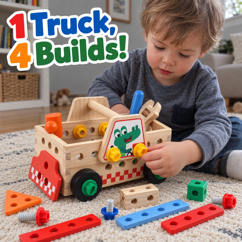 Wooden Take-Apart Tool Truck
