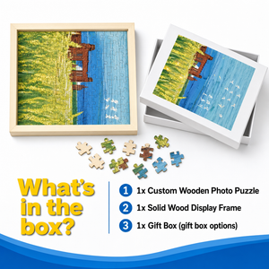 Custom Photo Wooden Puzzle with Solid Wood Frame