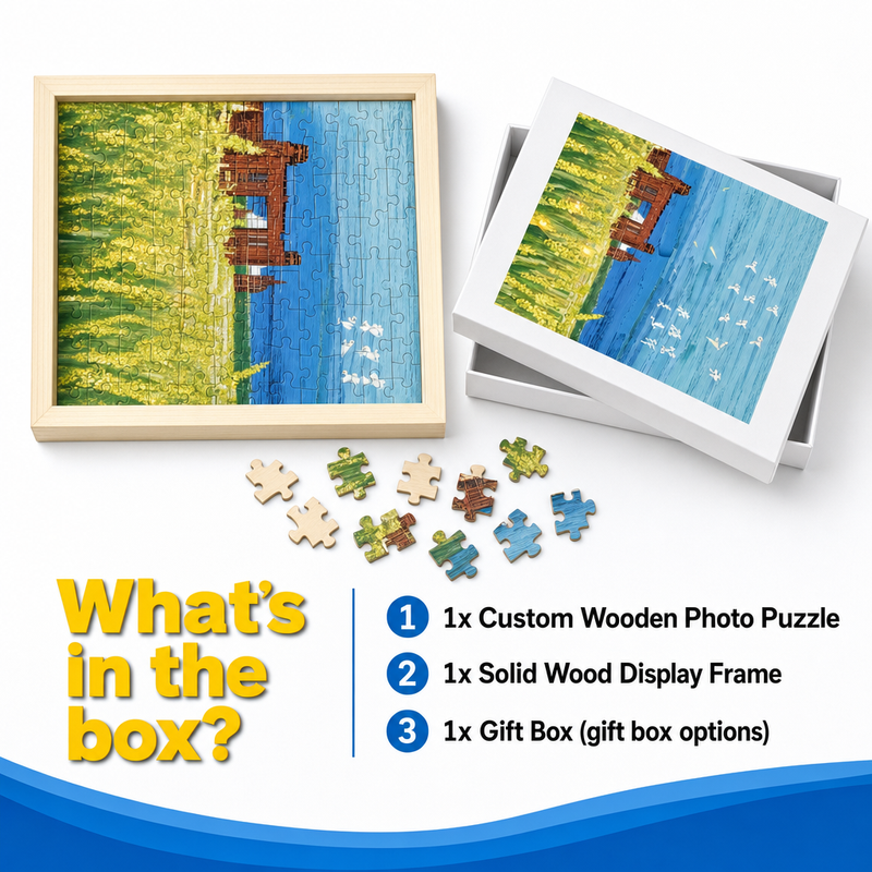 Custom Photo Wooden Puzzle with Solid Wood Frame