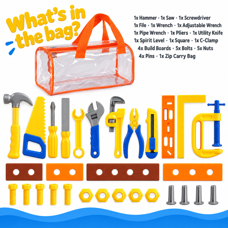 Kids Pretend Play Tool Set with Carry Bag