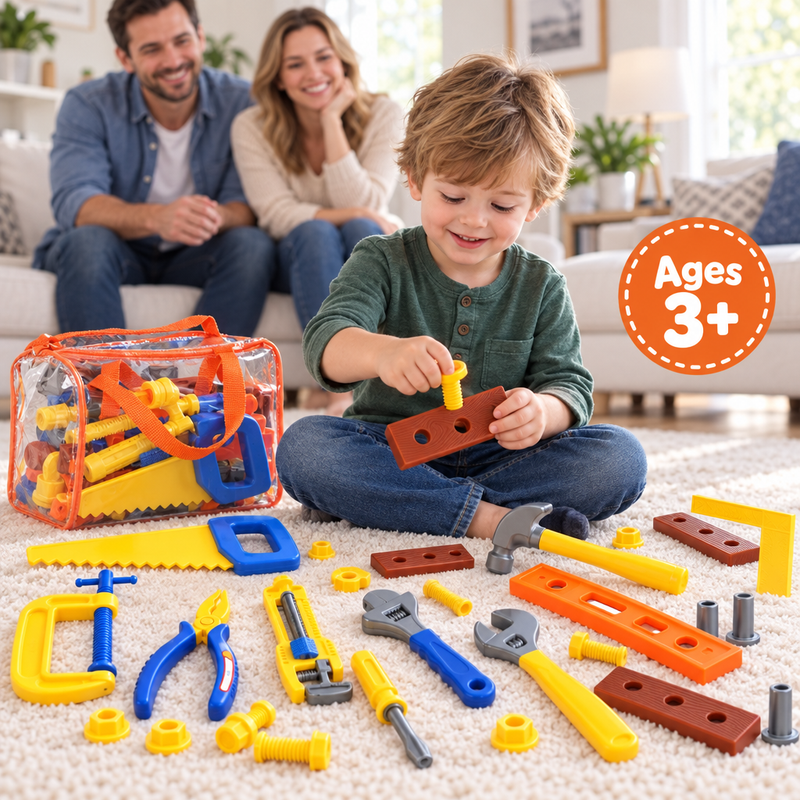 Kids Pretend Play Tool Set with Carry Bag