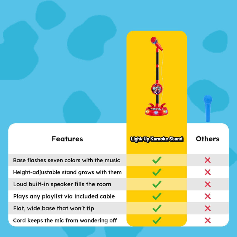 Kids Light-Up Karaoke Microphone with Adjustable Stand