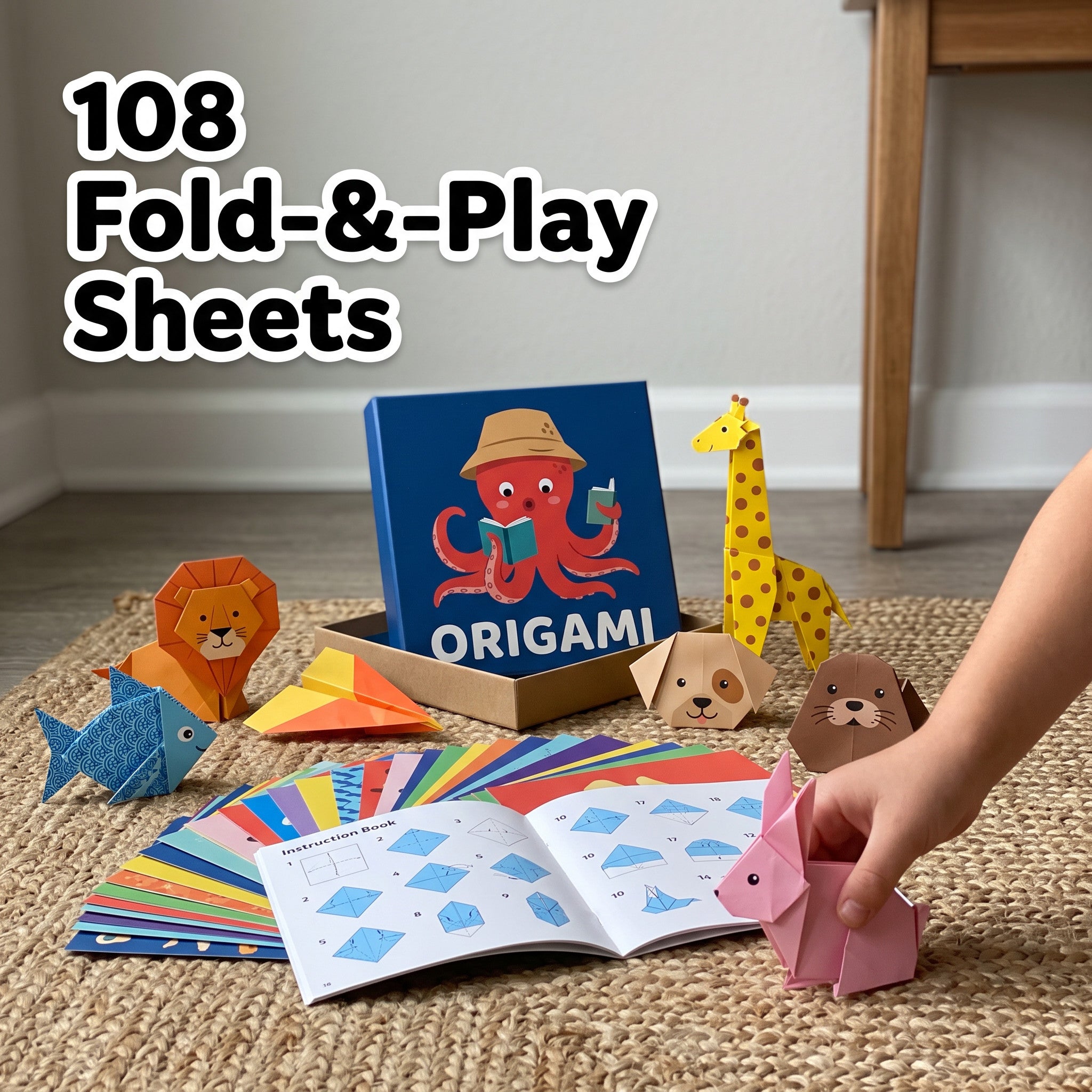 Kids 3D Origami Paper Craft Kit with Illustrated Instruction Book