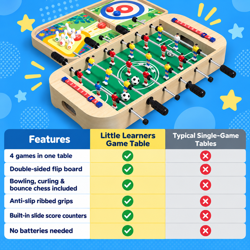 4-in-1 Wooden Tabletop Foosball Game Set