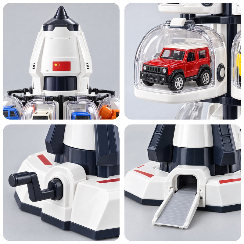 Space Rocket Parking Garage with Die-Cast Cars