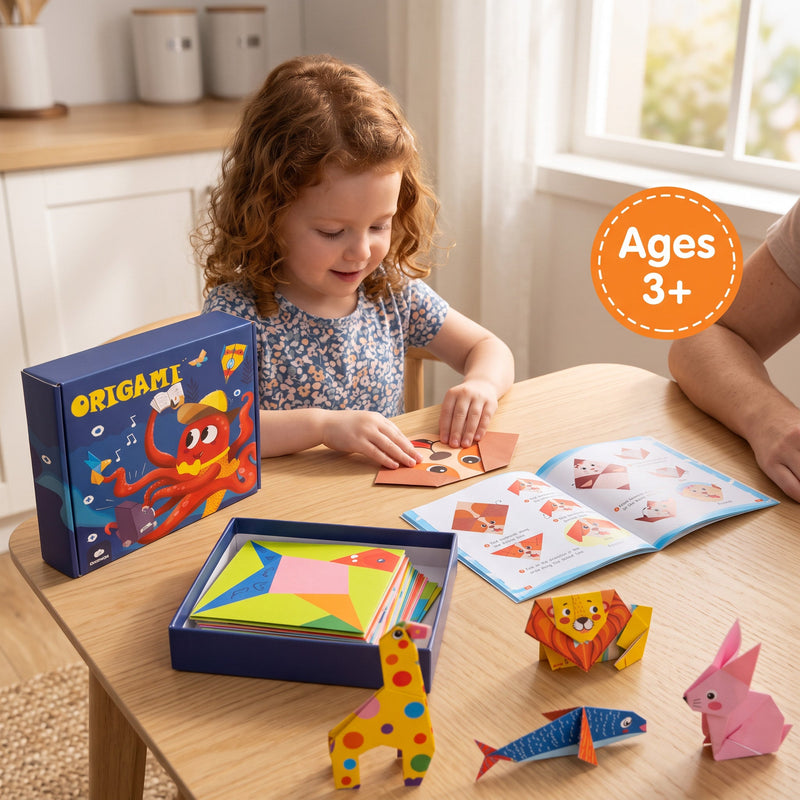 Kids 3D Origami Paper Craft Kit with Illustrated Instruction Book