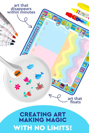 Kids Zero Mess Doodle Magic Water Drawing Mat With Pen And Brush - Little  Learners Toys