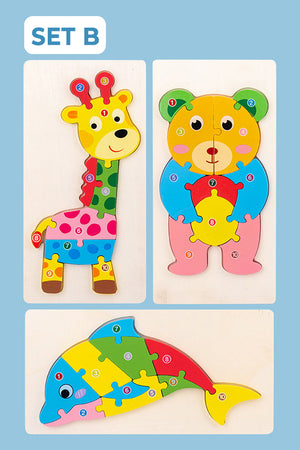 Montessori 3D Animal Shaped Puzzle (Set of 3)