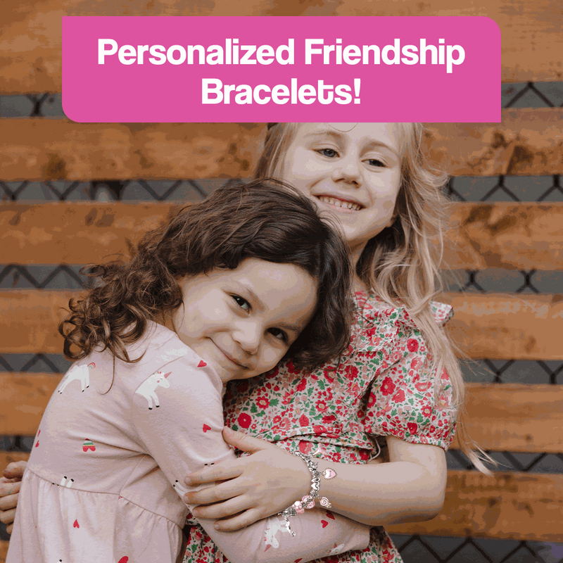Children making personalized friendship bracelets with bracelet-making kit for kids Christmas collection