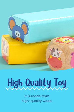 Colored Wooden Blocks with Animal Patterns Cards