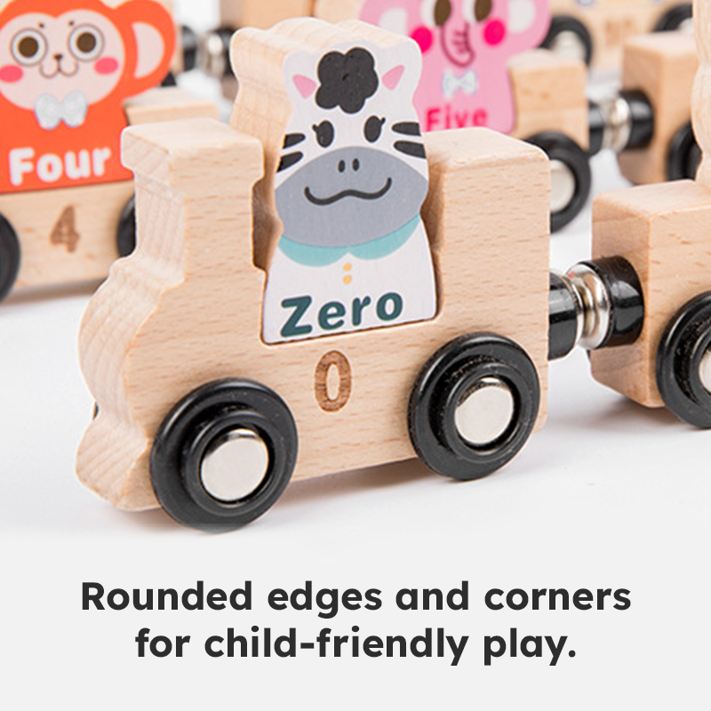 Wooden Animals Numbers Magnetic Train Set